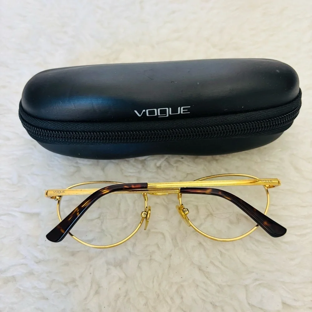 Vogue Gold and Brown Tortoiseshell Glasses Frame Only with Black Case